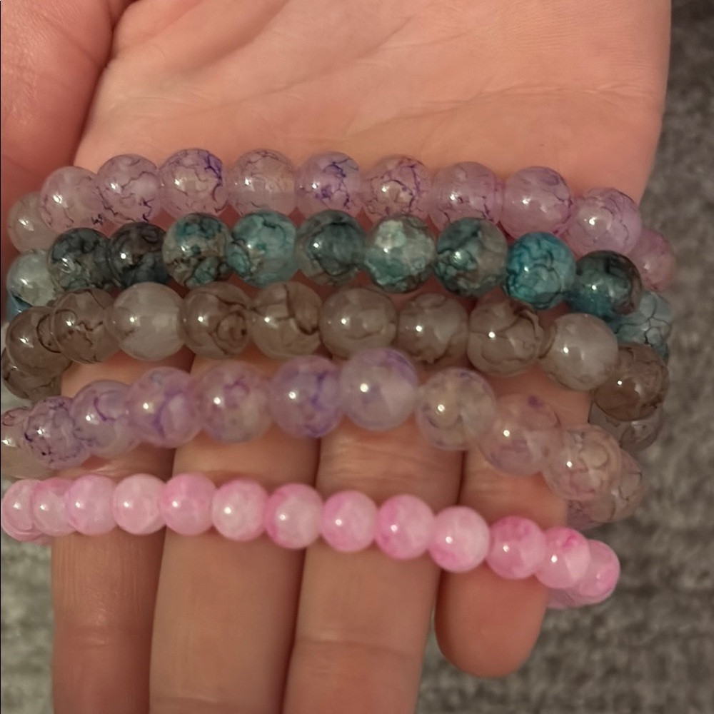 Pink and Purple Gemstone Beaded Bracelets